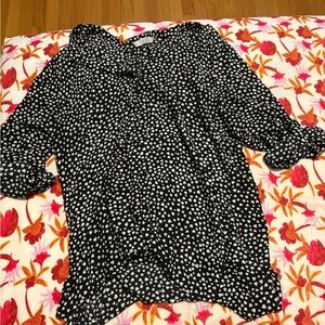 Dalia Black and White Heart Print Blouse